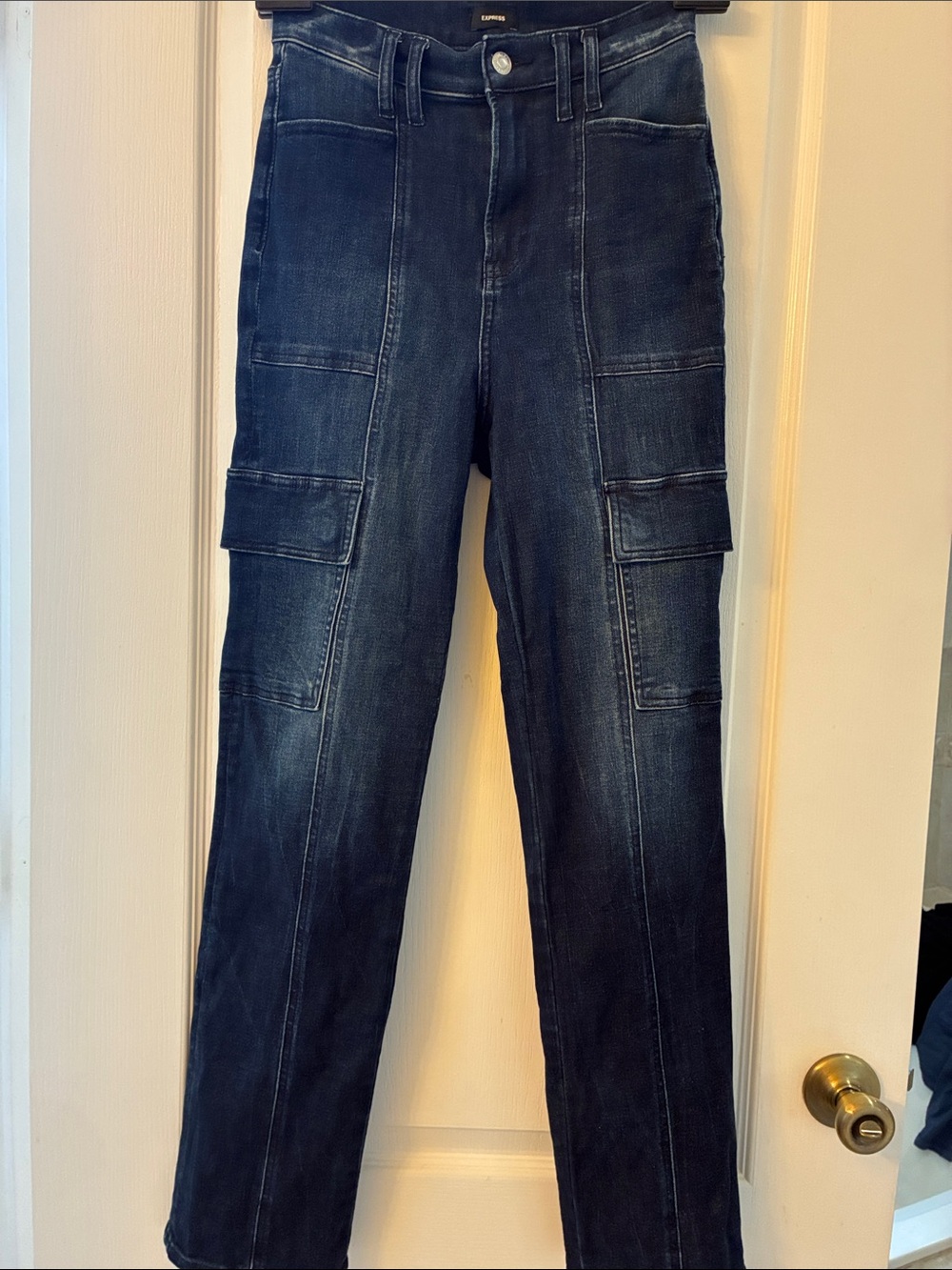 Womens Express Dark Blue Cargo Jeans